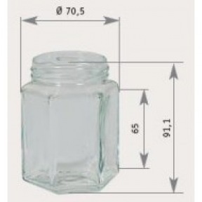 Pot verre hexa 250 g + couv. to 58 métal