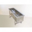 Grand bac à désoperculer INOX  LEGA , 150x48x42 cm + couvercle et roulettes