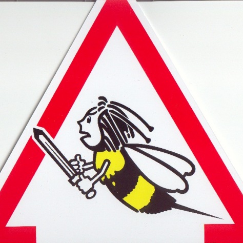 Plaque triangulaire "attention abeilles" dessin